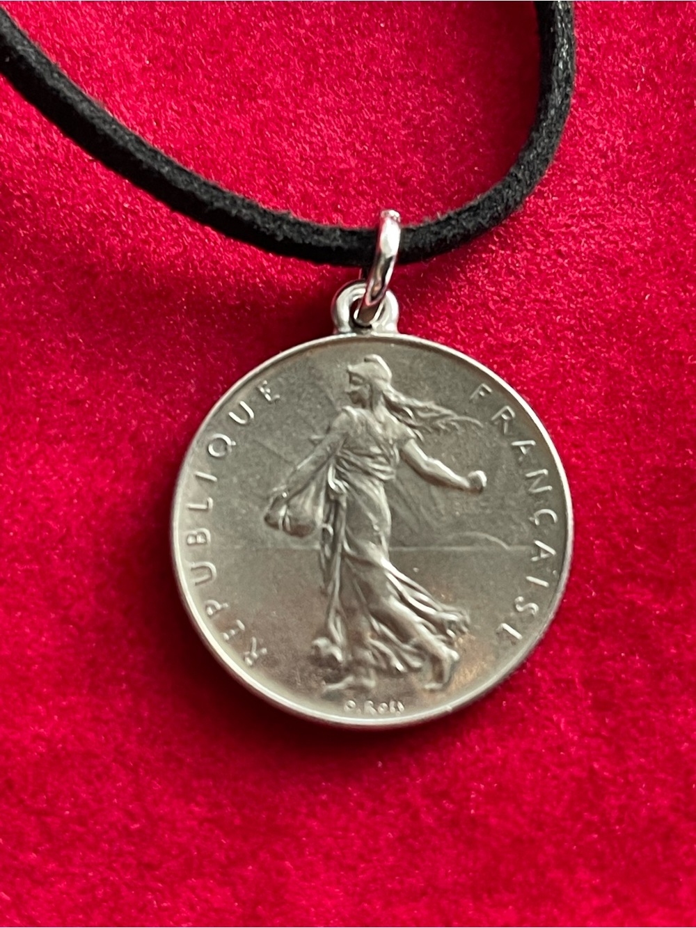 French coin pendant necklace